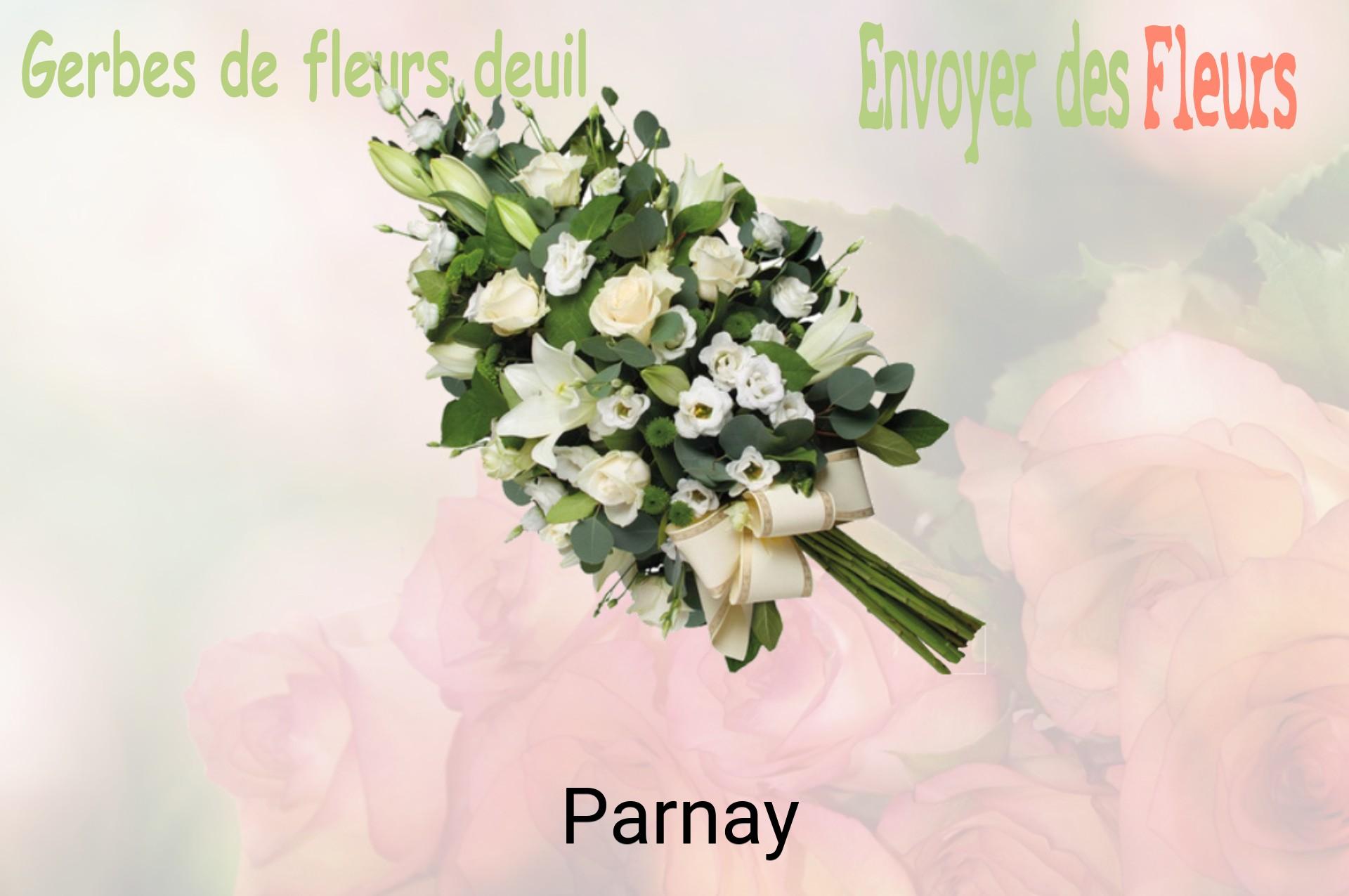 Gerbe de fleurs de deuil livrée à Parnay